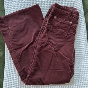 American Eagle Outfitters Burgundy Suede High Rise Flare